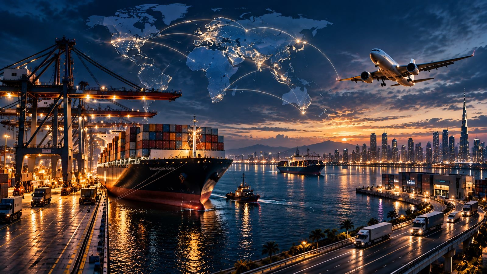 Global logistics operations — ports, vessels and freight